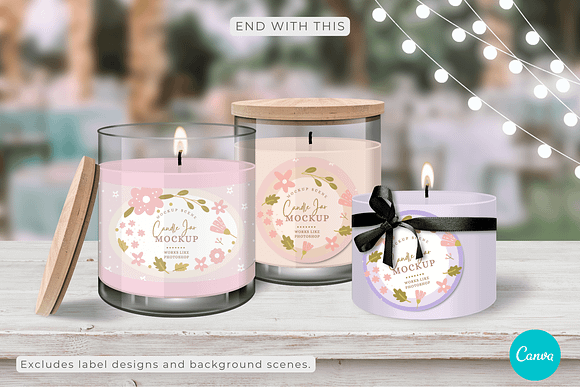 Candle Jar Label Mockup for Canva Vol 2 Amber 8 oz 9 oz