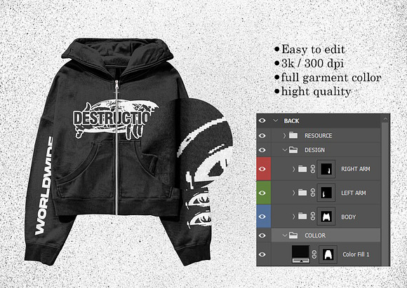 Vintage Zip-Up Hoodie Mockup