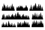 Fir trees silhouettes set | Illustrations ~ Creative Market