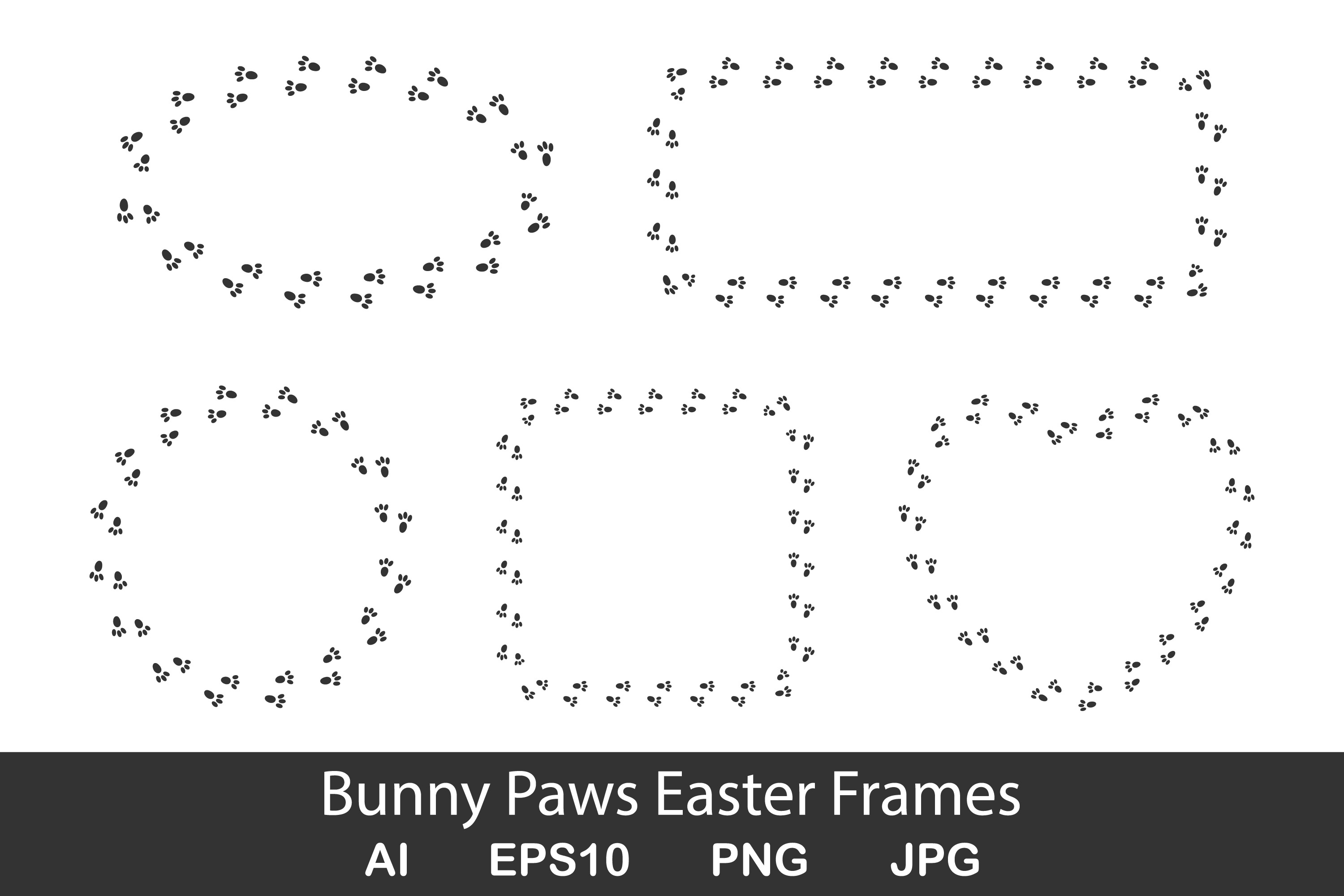 Set of Frames with Bunny Paws Print | Creative Market