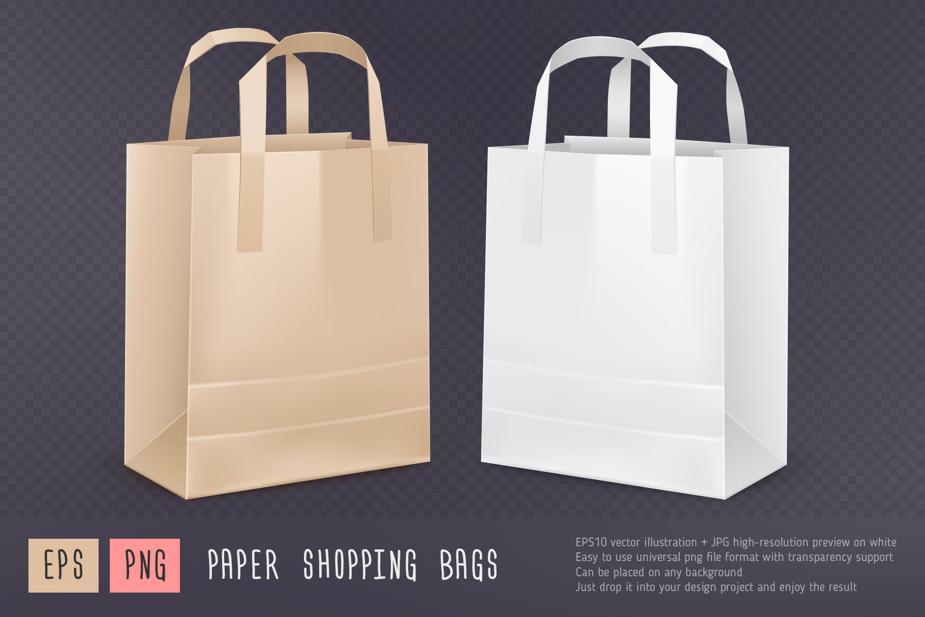 Paper shopping bags EPS+PNG+JPG Graphics Creative Market