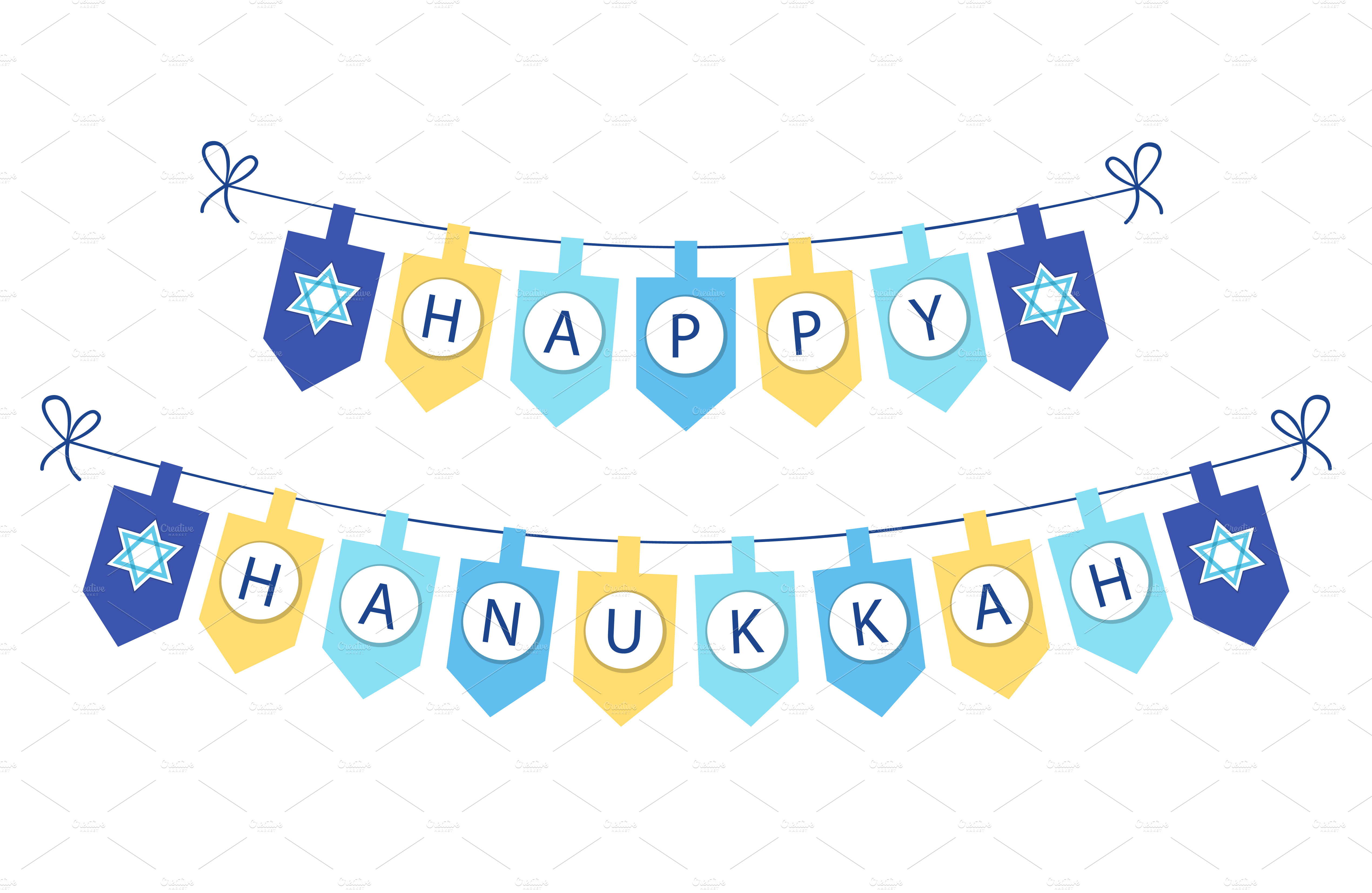 Happy Hanukkah bunting flags Decorative Illustrations Creative Market