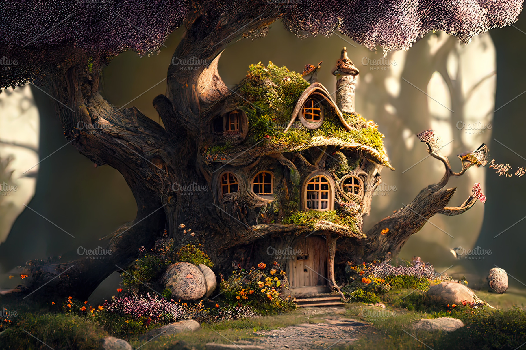 Fantasy house in magic forest Illustrations Creative Market