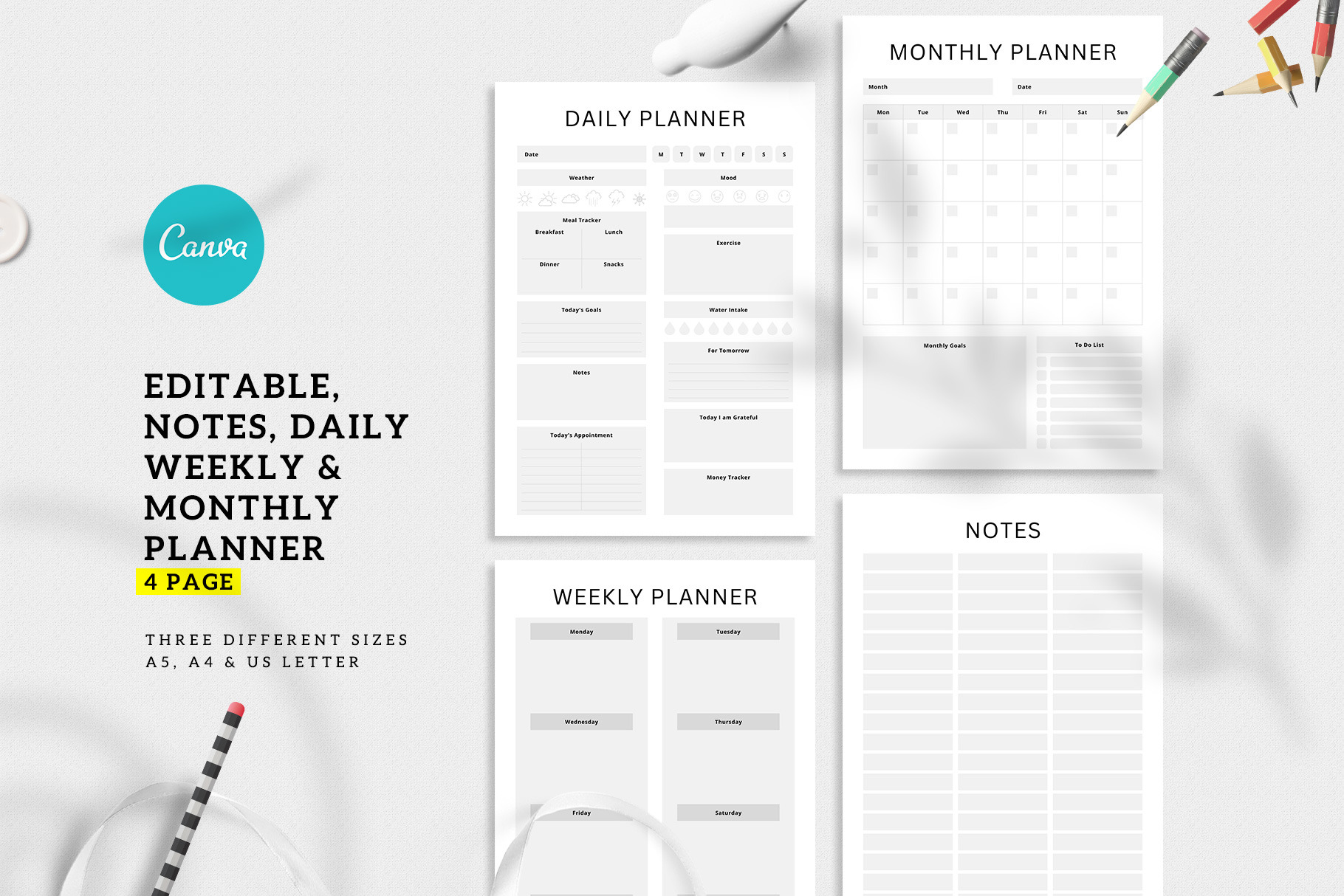 Canva Planner Template | Stationery Templates ~ Creative Market