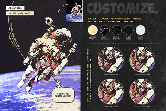 Retro Comic Book Photoshop Action Kit, Add-ons