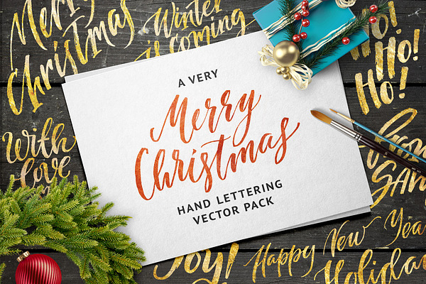 Merry Xmas Handlettering Vector | Pre-Designed Illustrator Graphics