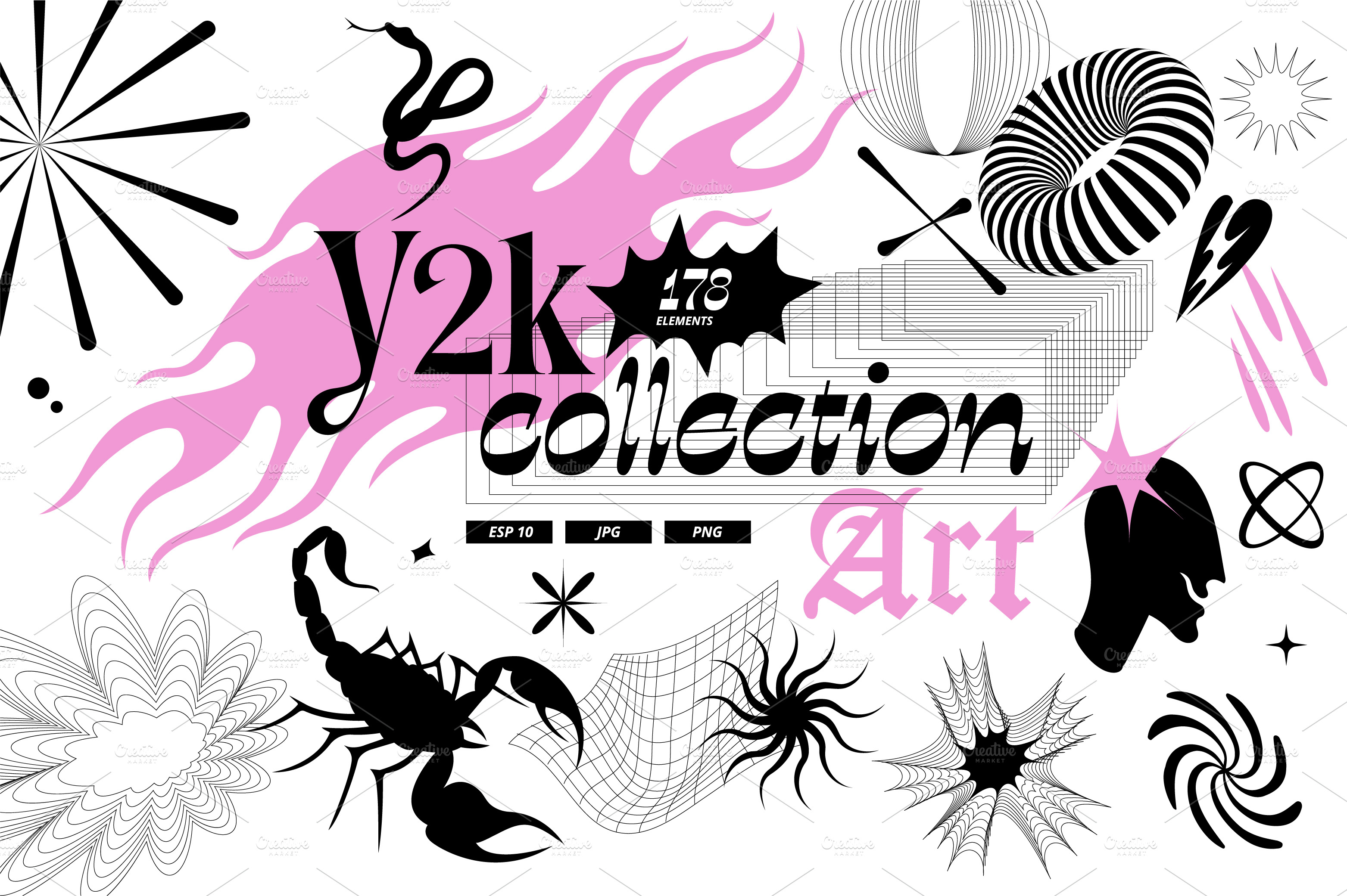 Big Collection Symbol and Objects in Y2k Graphic by Gantan Guntara