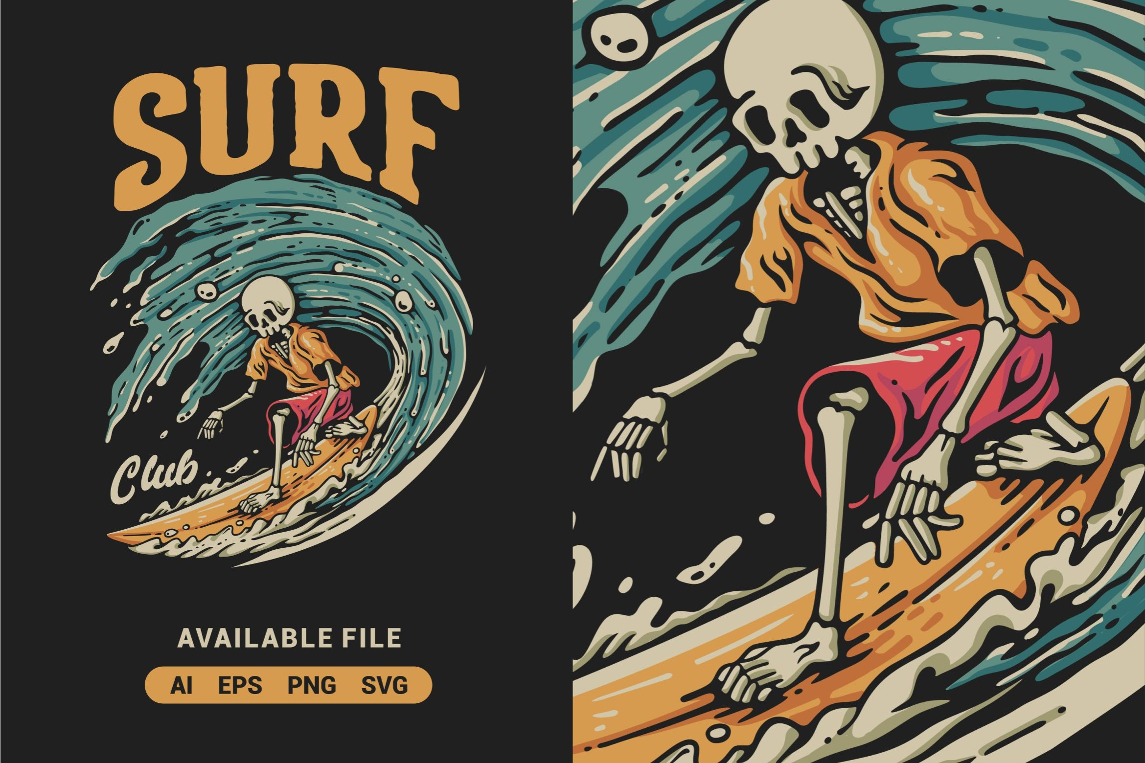 Surf Life - Surfing Skeleton