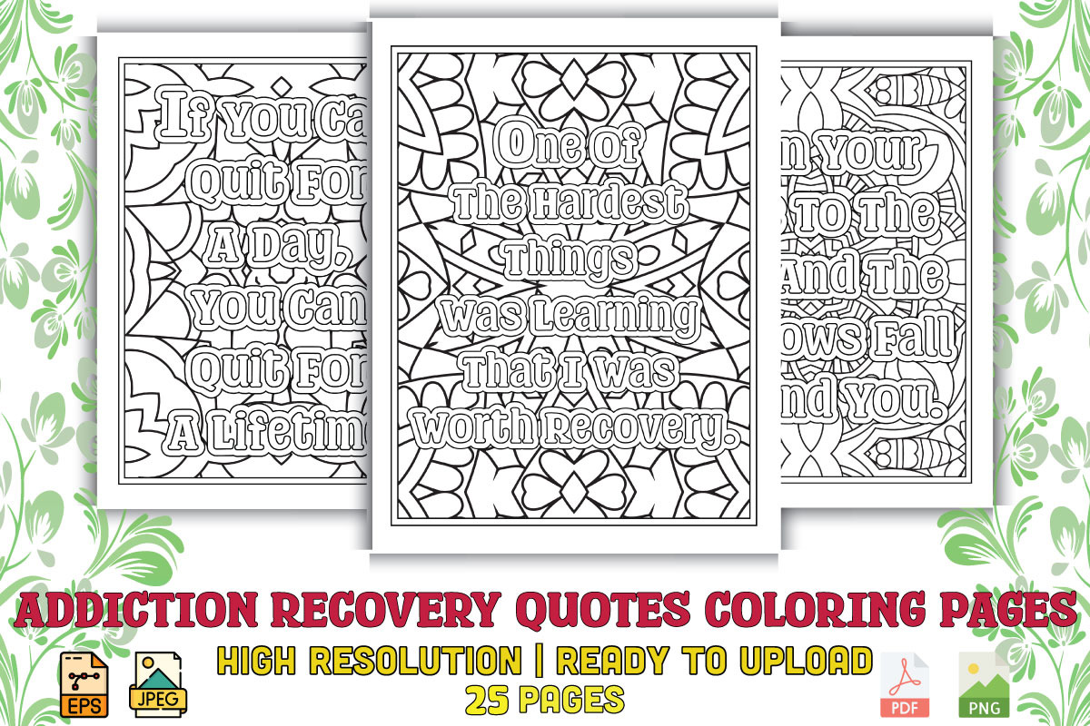 Addiction Recovery Coloring Pages Graphic Objects Creative Market