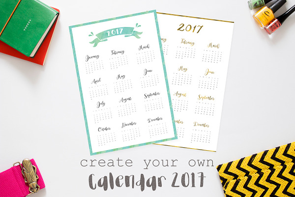 Create Your Own 18 Calendar Pre Designed Illustrator Graphics Creative Market