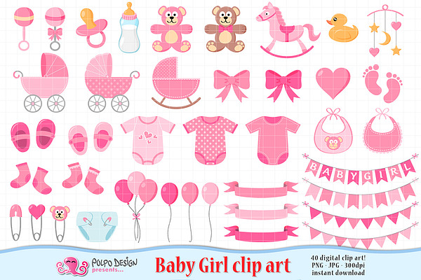 Baby Girl Clipart Pre Designed Photoshop Graphics Creative Market