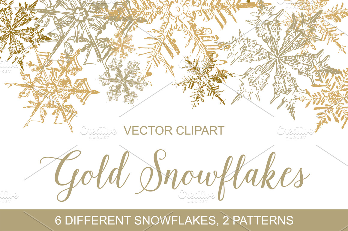 Gold Snowflakes Vector Clipart | Pre-Designed Illustrator Graphics