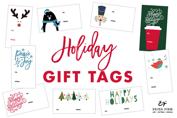 Holiday Gift Tags | Pre-Designed Illustrator Graphics ~ Creative Market