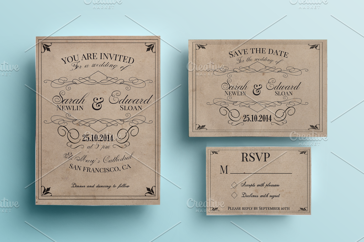 Vintage Wedding Invitation Pack | Invitation Templates ~ Creative Market