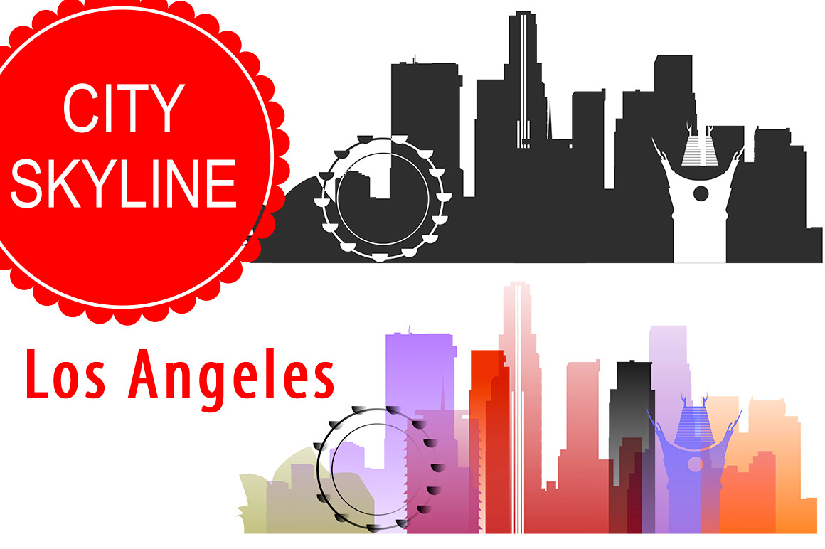 Vintage Los Angeles Skyline Vector Illustration 180923 Vector Art