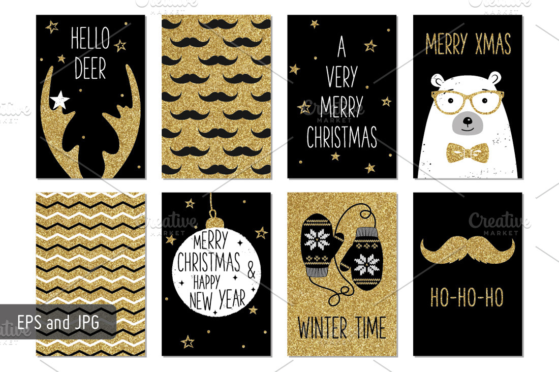 Christmas hipster cards | Illustrator Templates ~ Creative Market