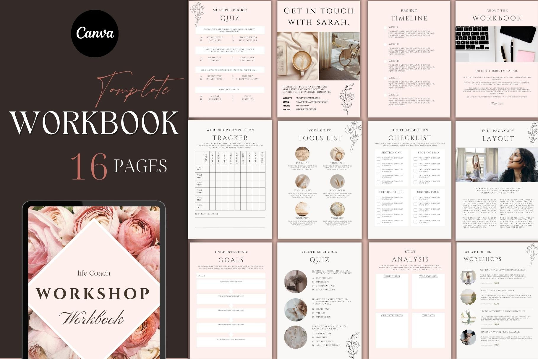 Coach Workbook Template Canva | Print Templates ~ Creative Market