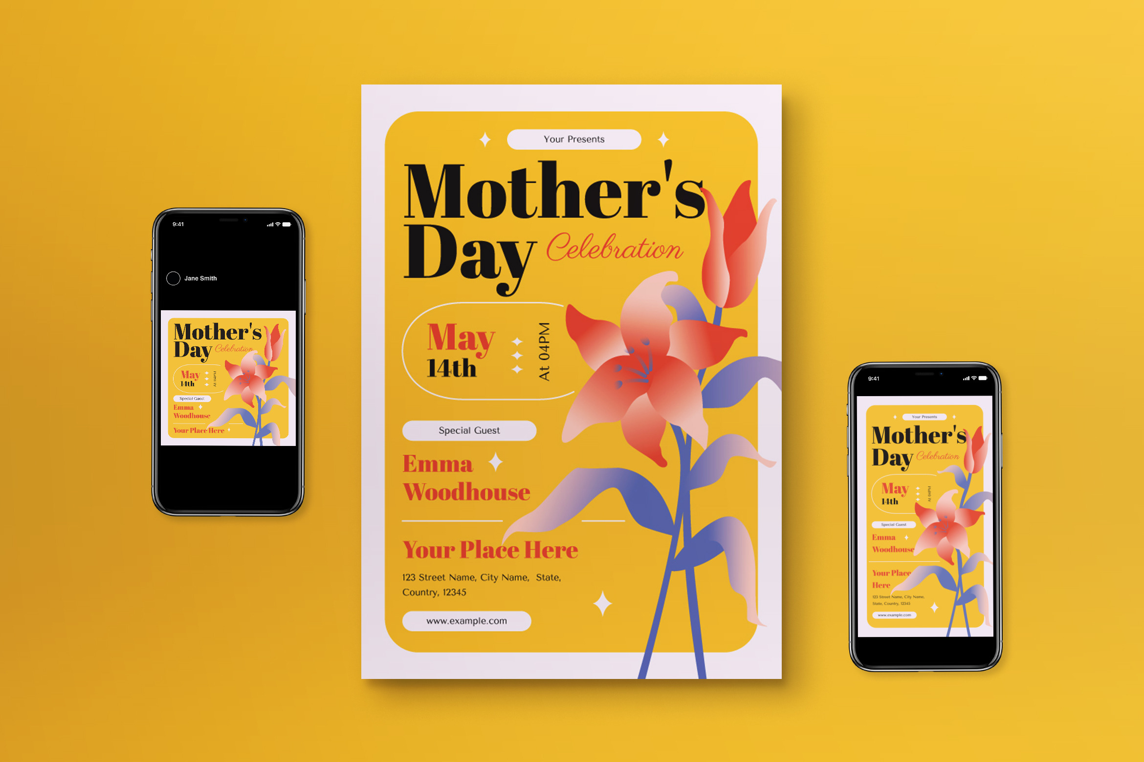 Gradient Mothers Day Flyer Set Flyer Templates ~ Creative Market