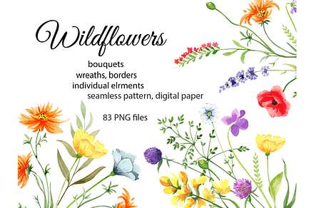 watercolor clipart flowers | Graphics ~ Creative Market