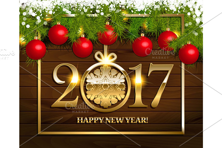 Happy new year 2017 greeting card | Pre-Designed Illustrator Graphics ~ Creative Market