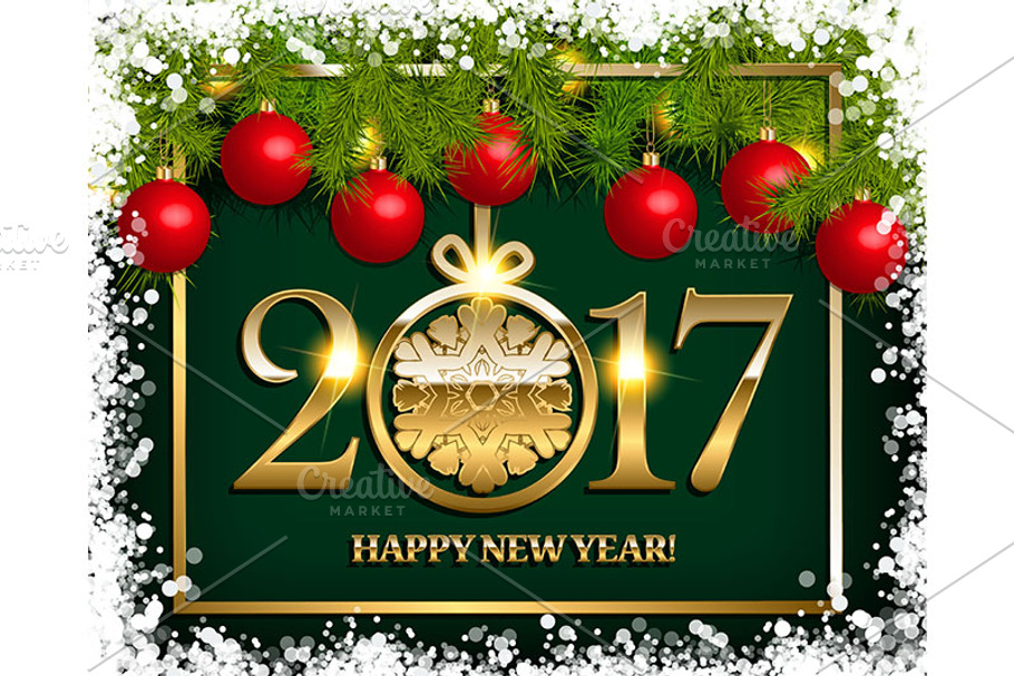 Happy new year 2017 greeting card | Pre-Designed Illustrator Graphics ~ Creative Market