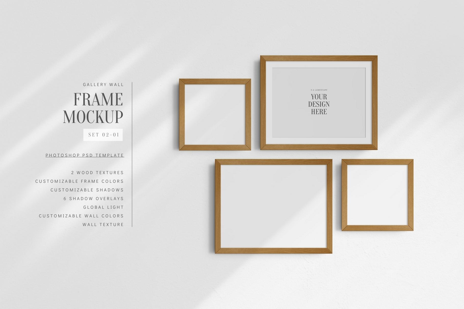 Gallery Wall Mockup | Set of 4 Frames | PSD | Creative Market