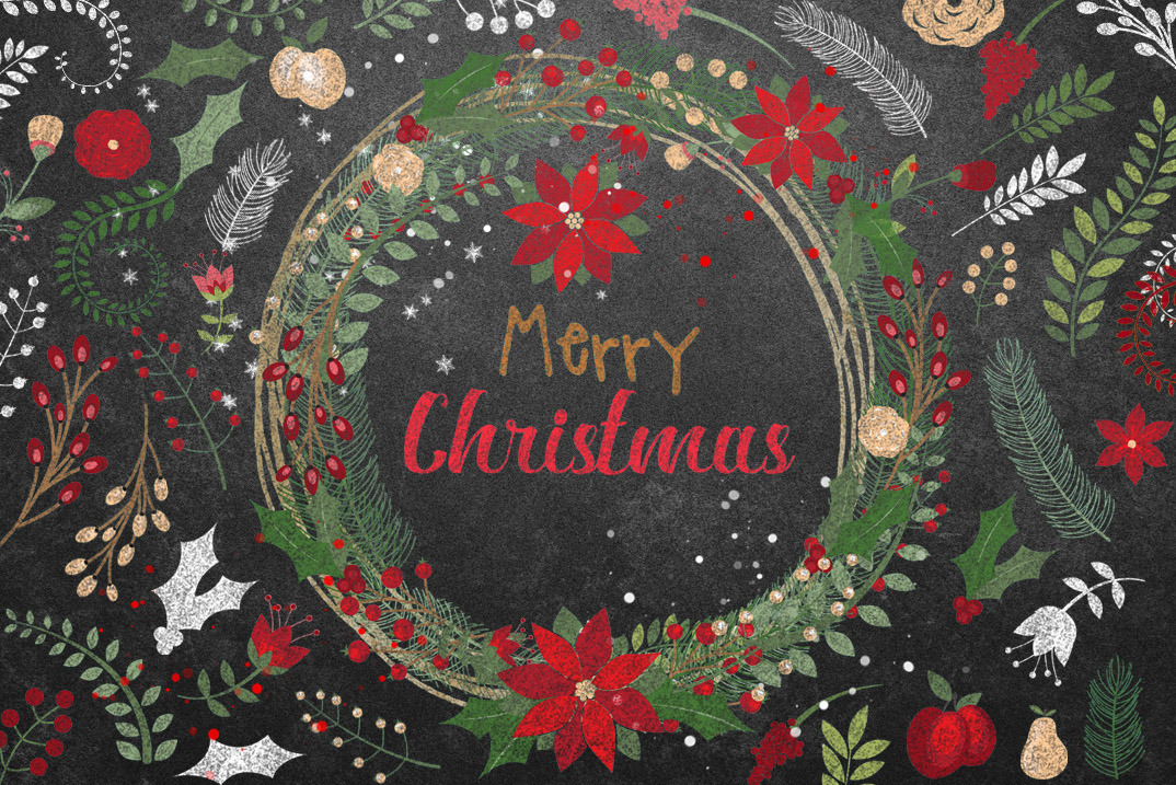 Chalkboard Botanical Christmas | Illustrations ~ Creative Market