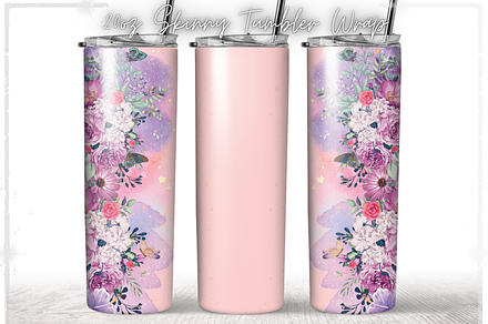 Floral Full Tumbler Wrap, Watercolor Flower 20oz Skinny Tumbler