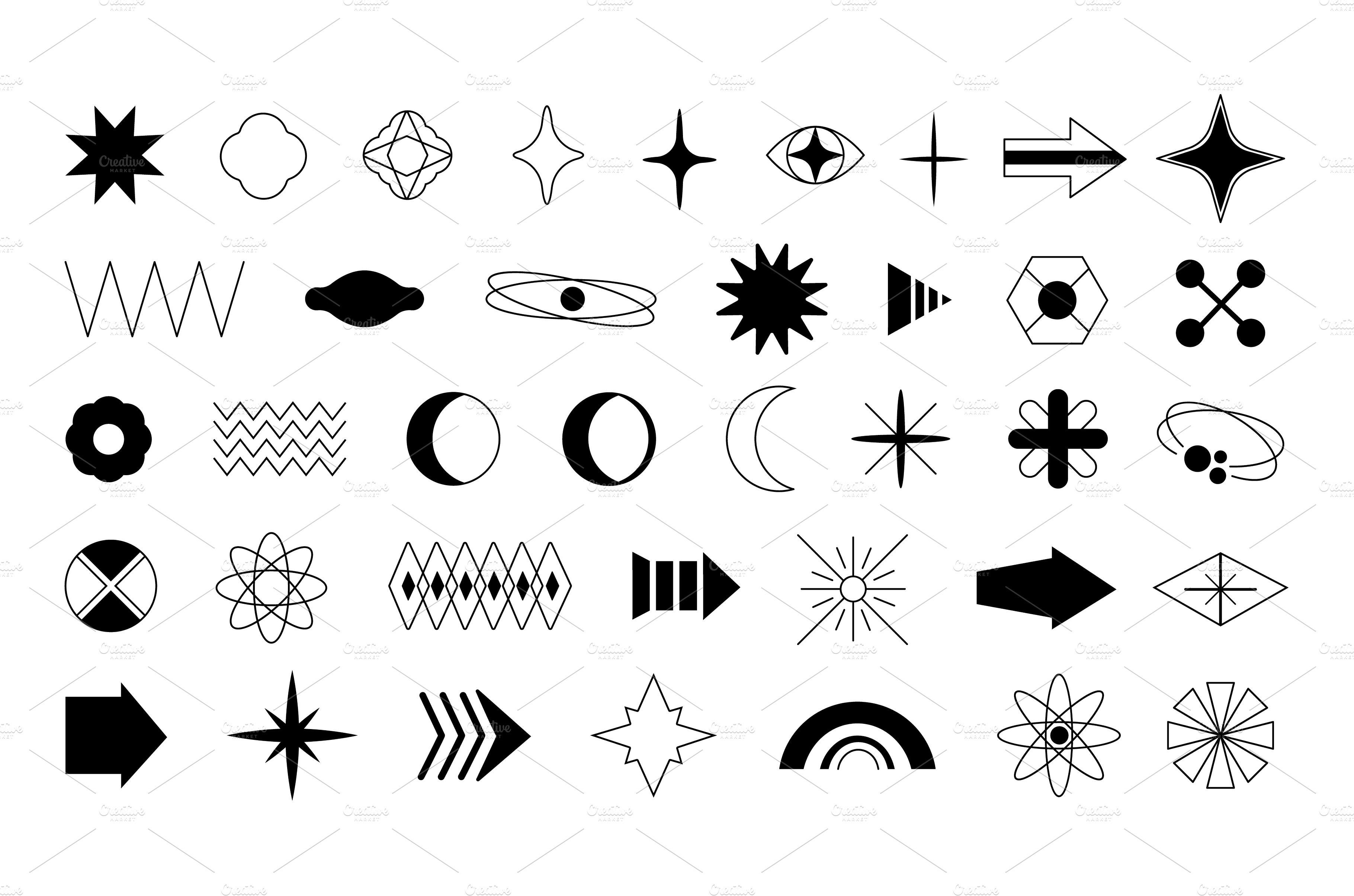 Y2K symbols. Retro star icons  Illustrations ~ Creative Market