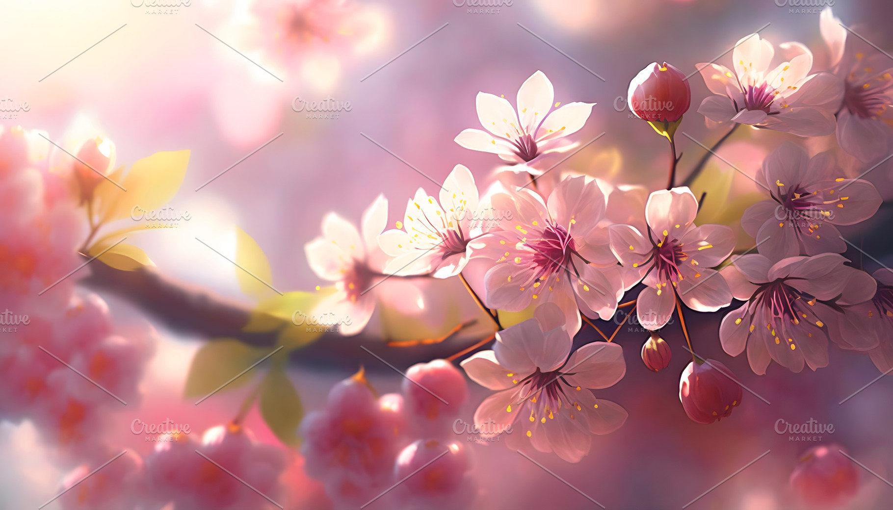 Cherry Blossom with Pink Sakura Flower Graphic by iftikharalam