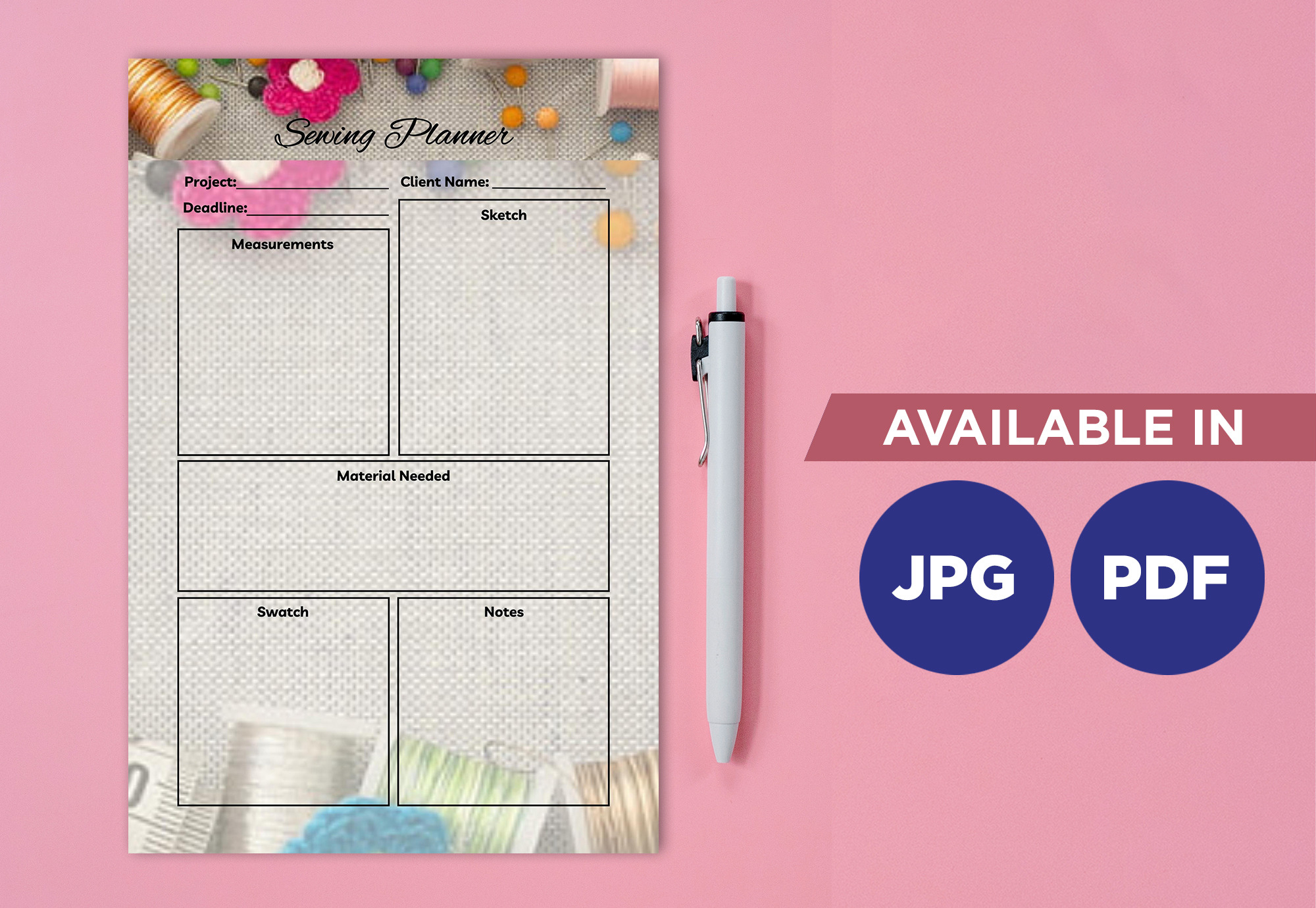 Sweing planner printable Creative Market