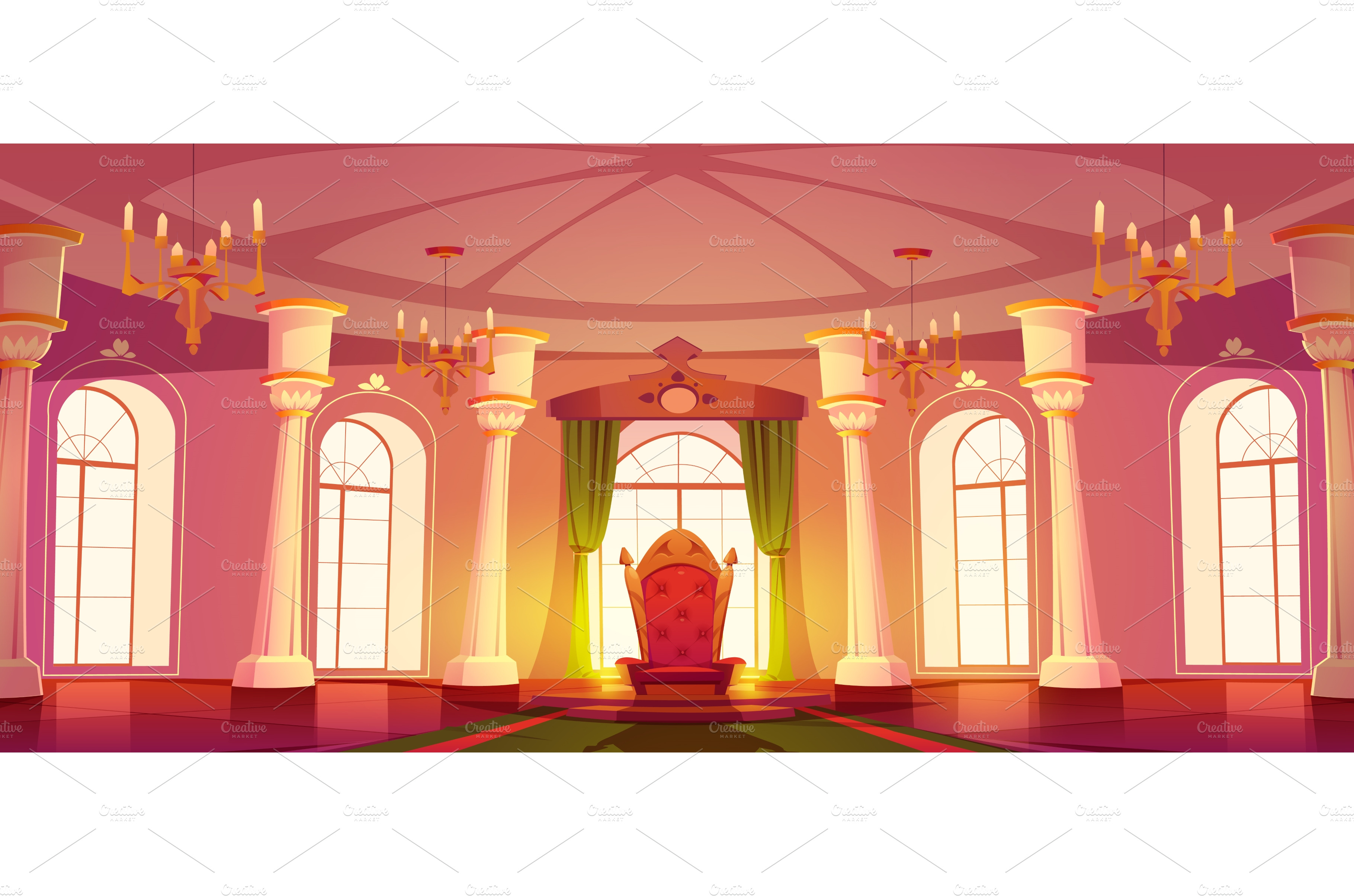 Cartoon throne room interior | Illustrations ~ Creative Market