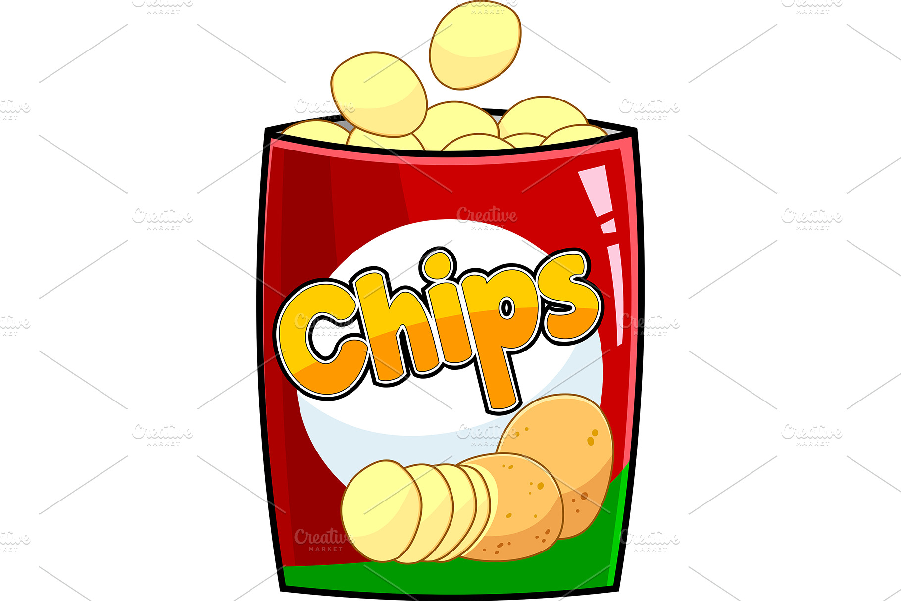 Cartoon Bag Of Chips | Food Illustrations ~ Creative Market