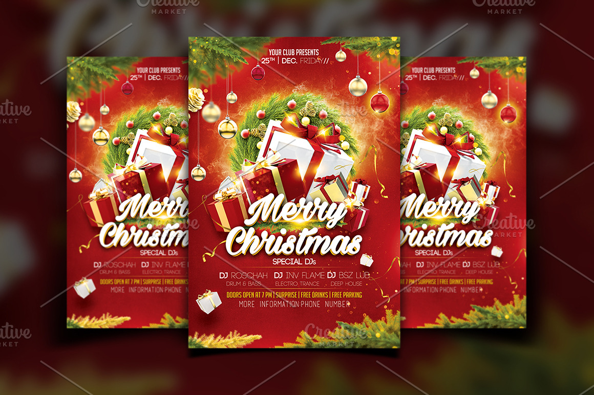 Christmas Flyer Template | Photoshop Templates ~ Creative Market