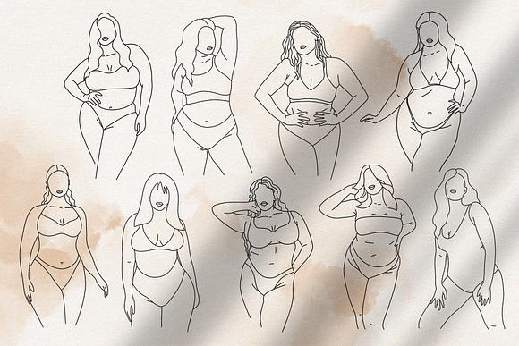 Curvy Body SVG and PNG, Body Positive Clipart, Women Nude Line Art