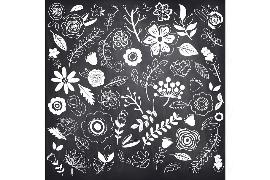 Chalkboard Wedding Flower CustomDesigned Illustrations Creative Market