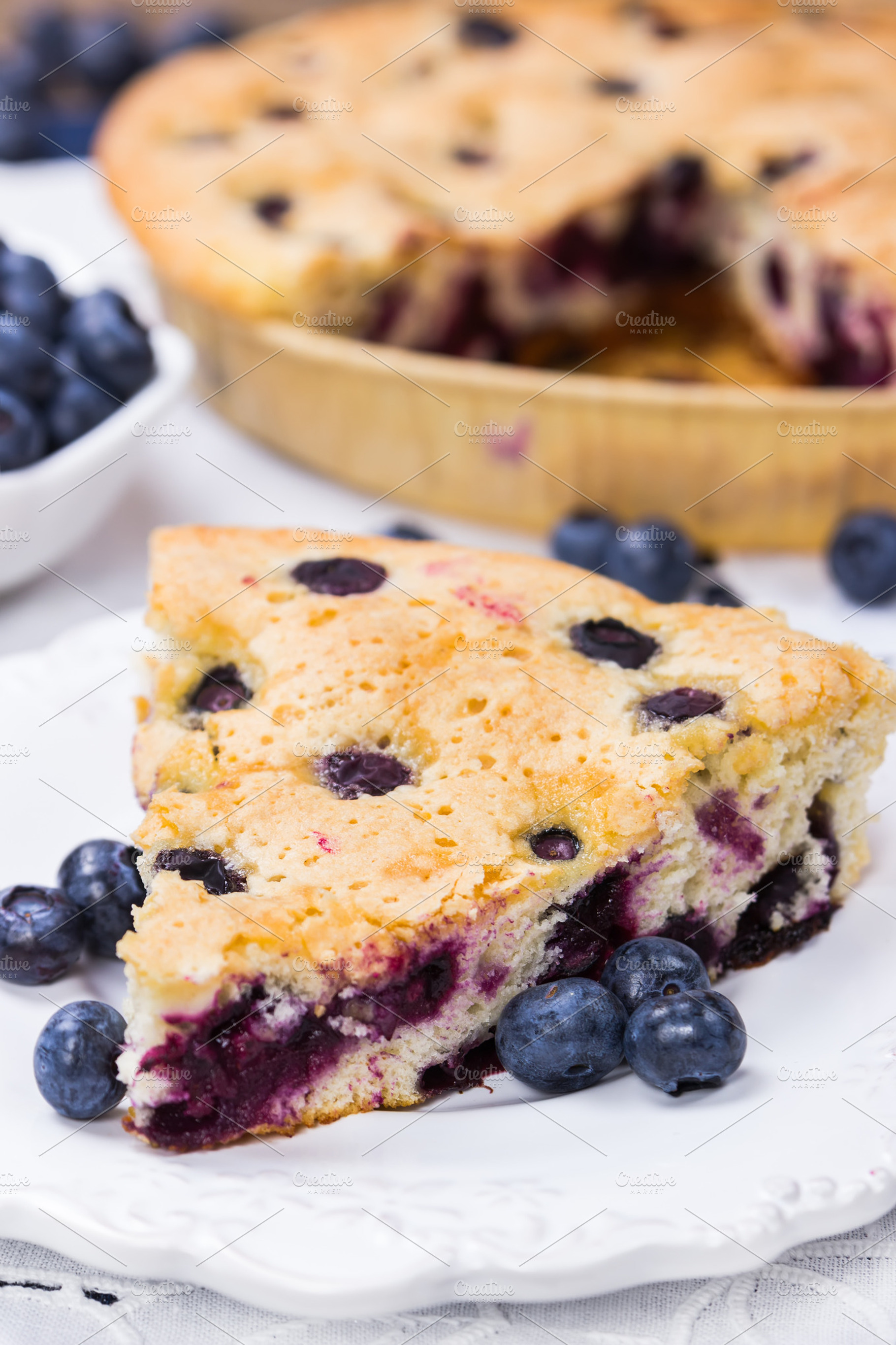 Piece of sweet blueberry pie | High-Quality Food Images ~ Creative Market