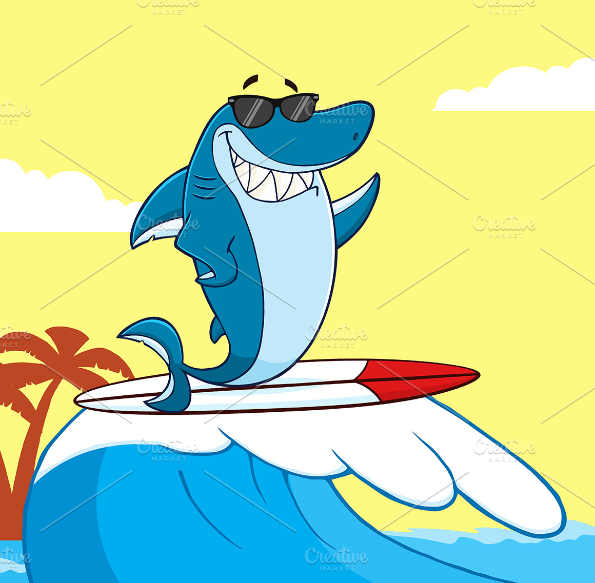 Shark Character With Sunglasses | Animal Illustrations ~ Creative Market