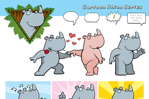 Cartoon Rhino Series | Pre-Designed Illustrator Graphics ~ Creative Market