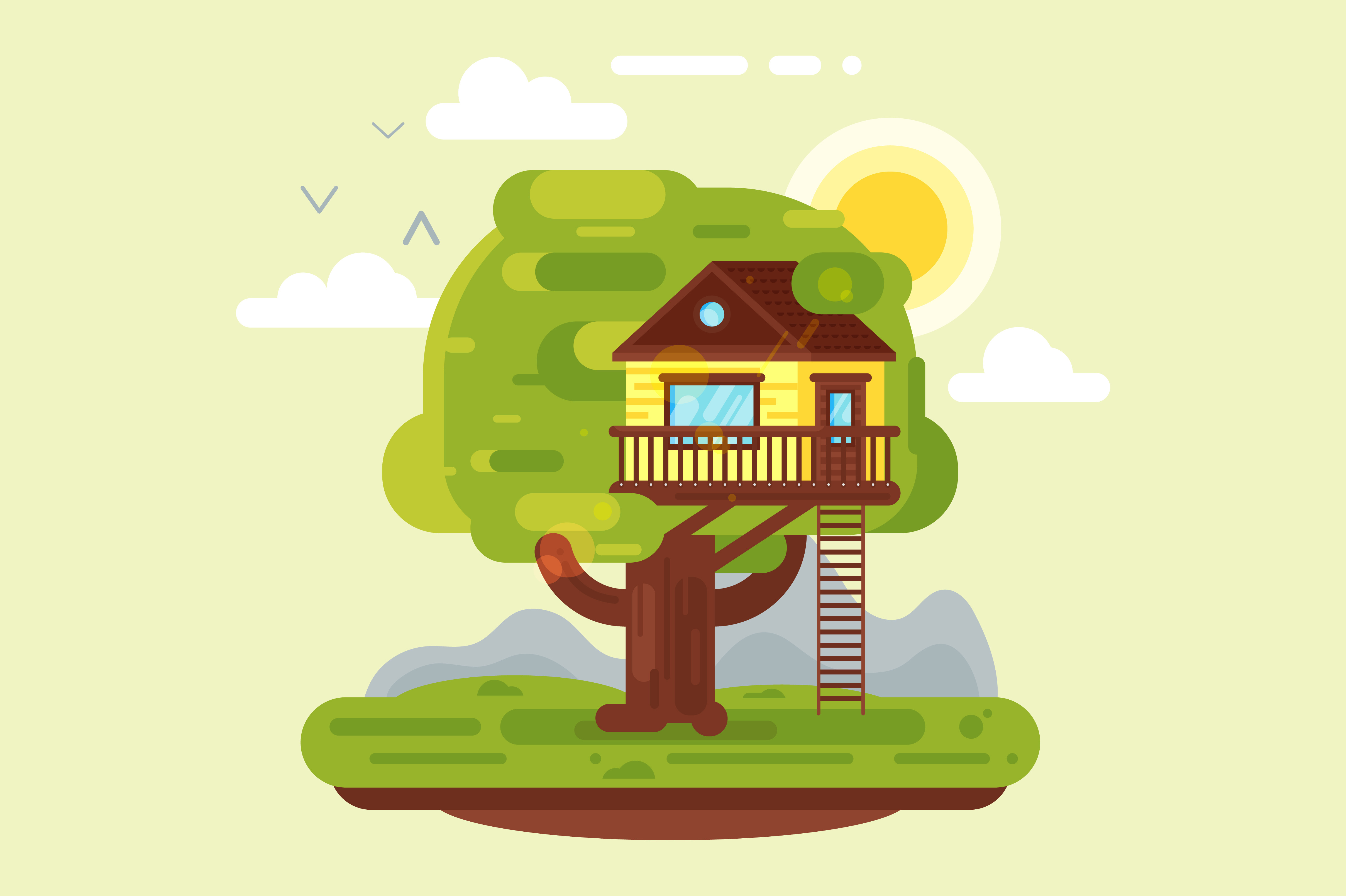 Tree house PreDesigned Illustrator Graphics Creative Market