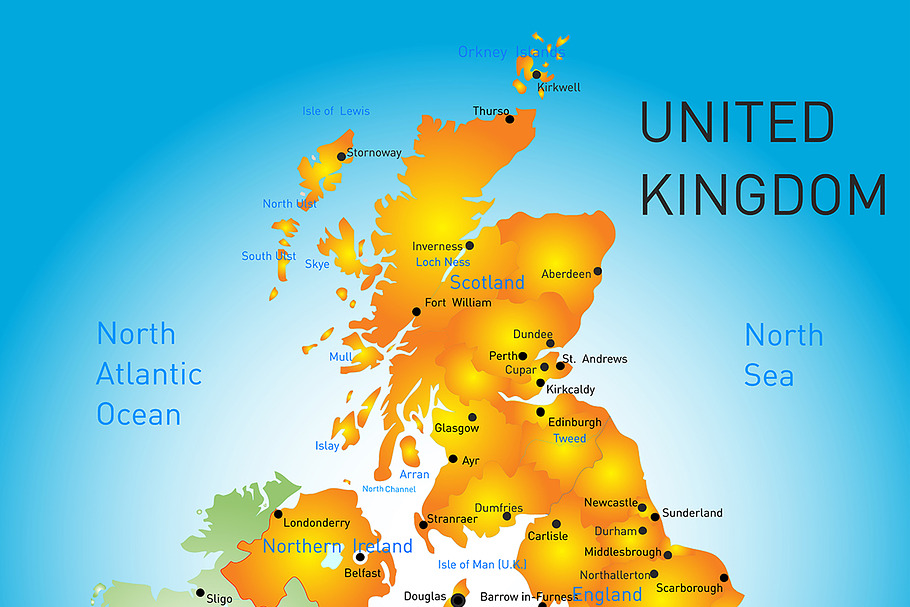 United Kingdom country detailed | Pre-Designed Vector Graphics ...