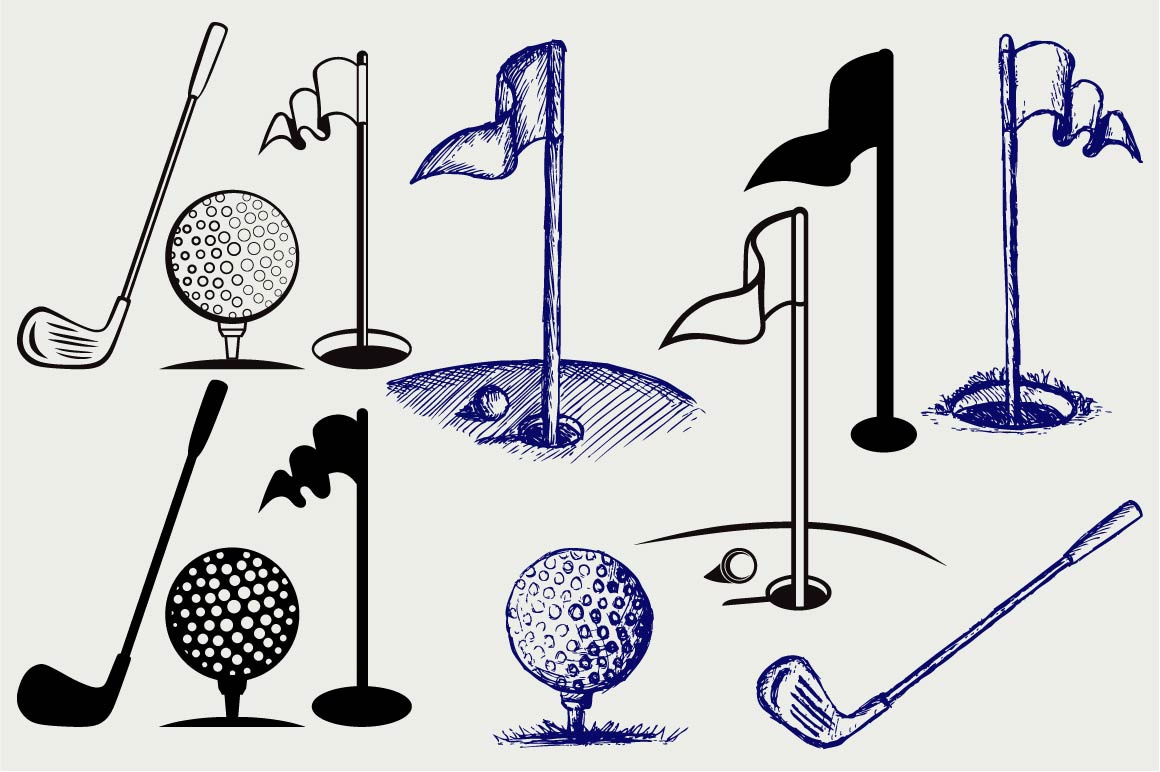 Golf icon set SVG | Outline Icons ~ Creative Market