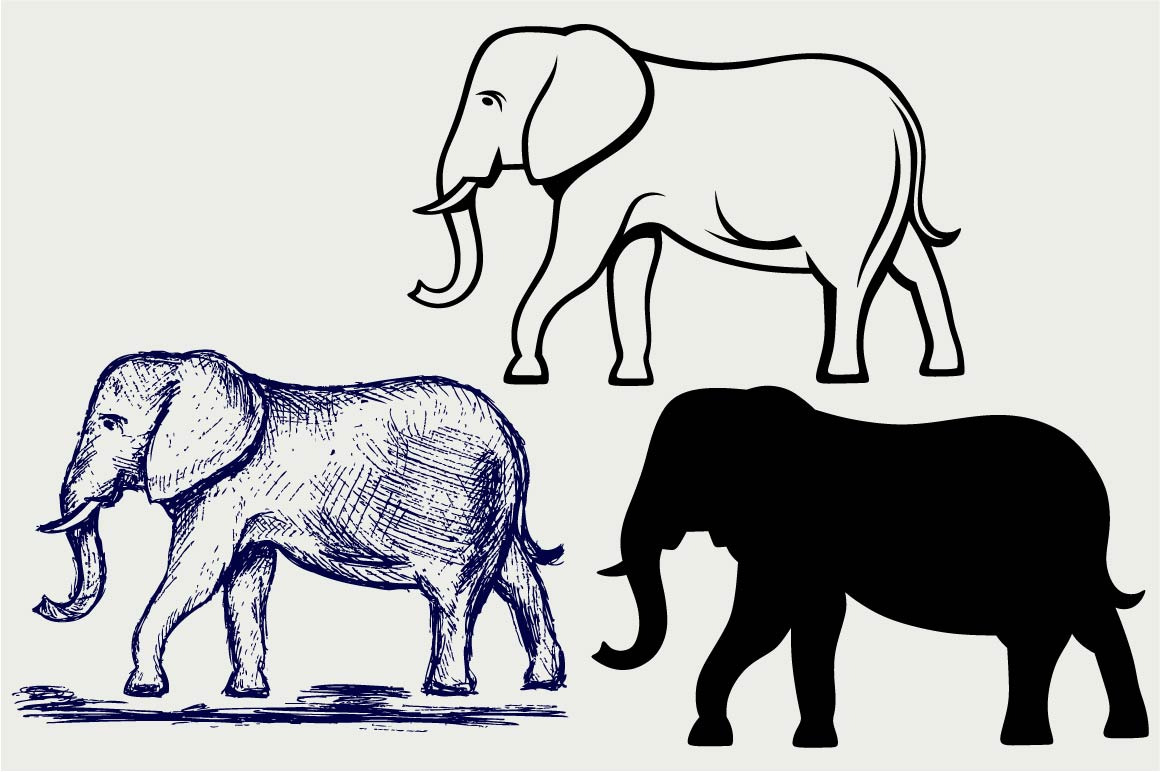 Big elephant SVG | Outline Icons ~ Creative Market