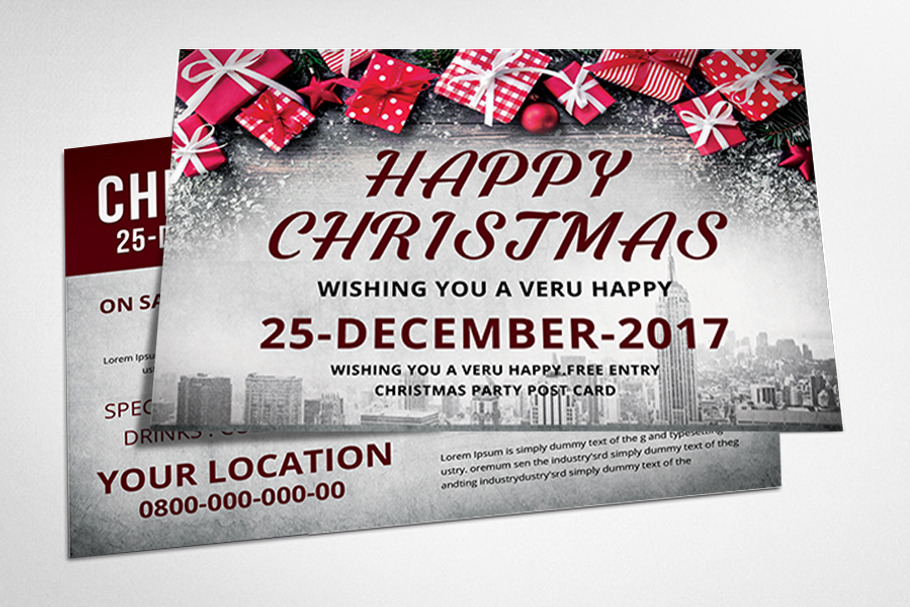 Christmas Postcard | Creative Photoshop Templates ~ Creative Market