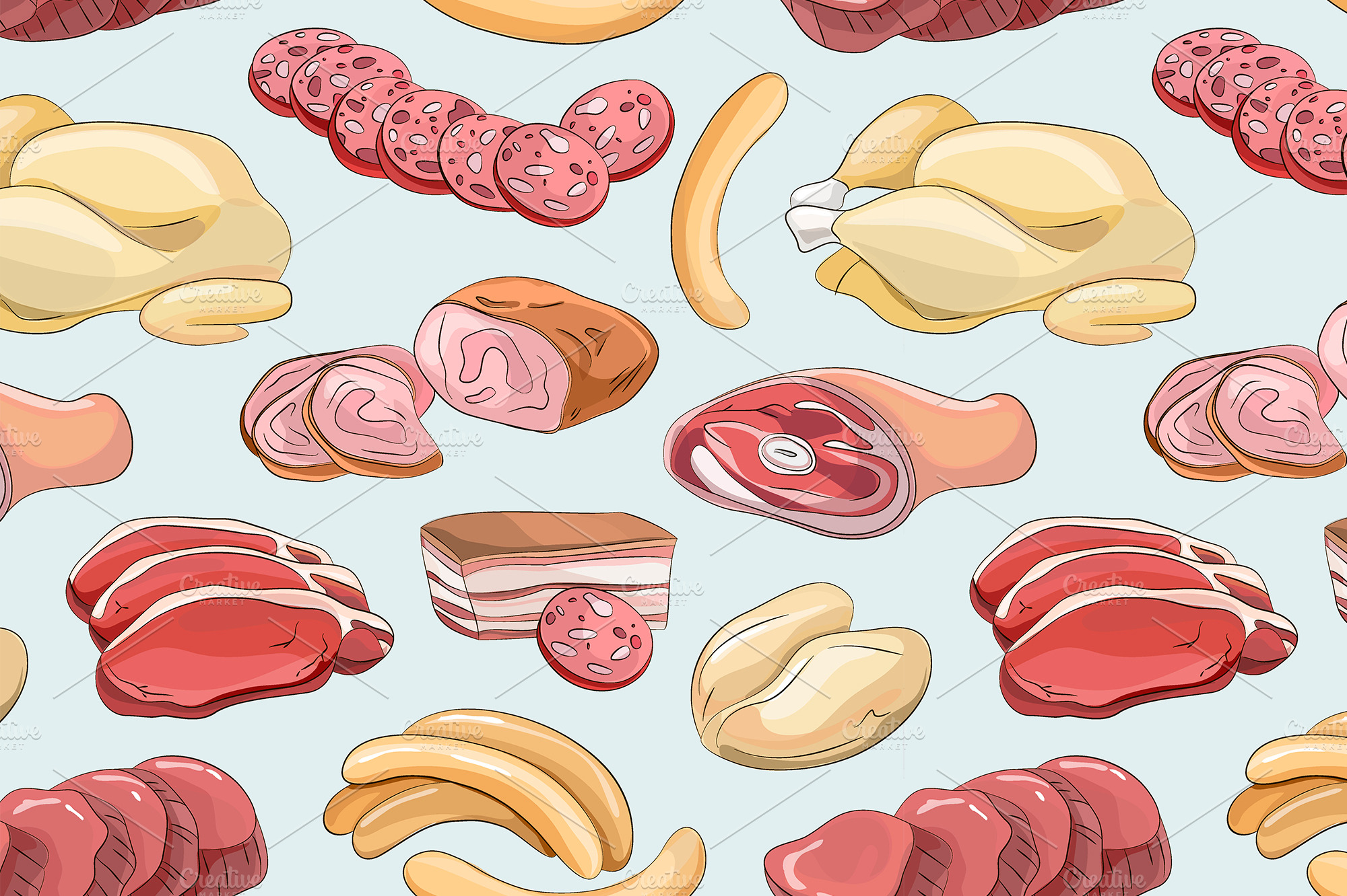 different-kinds-of-meat-collection-pre-designed-illustrator-graphics