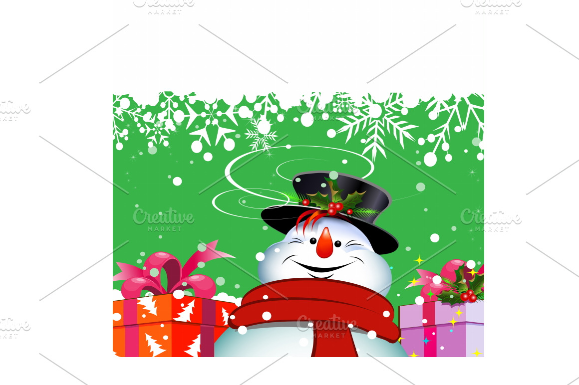 Christmas snowman. Christmas Card | Decorative Illustrations ~ Creative ...