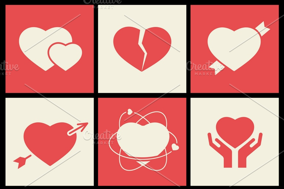 Hearts black vector icons | Pre-Designed Illustrator Graphics