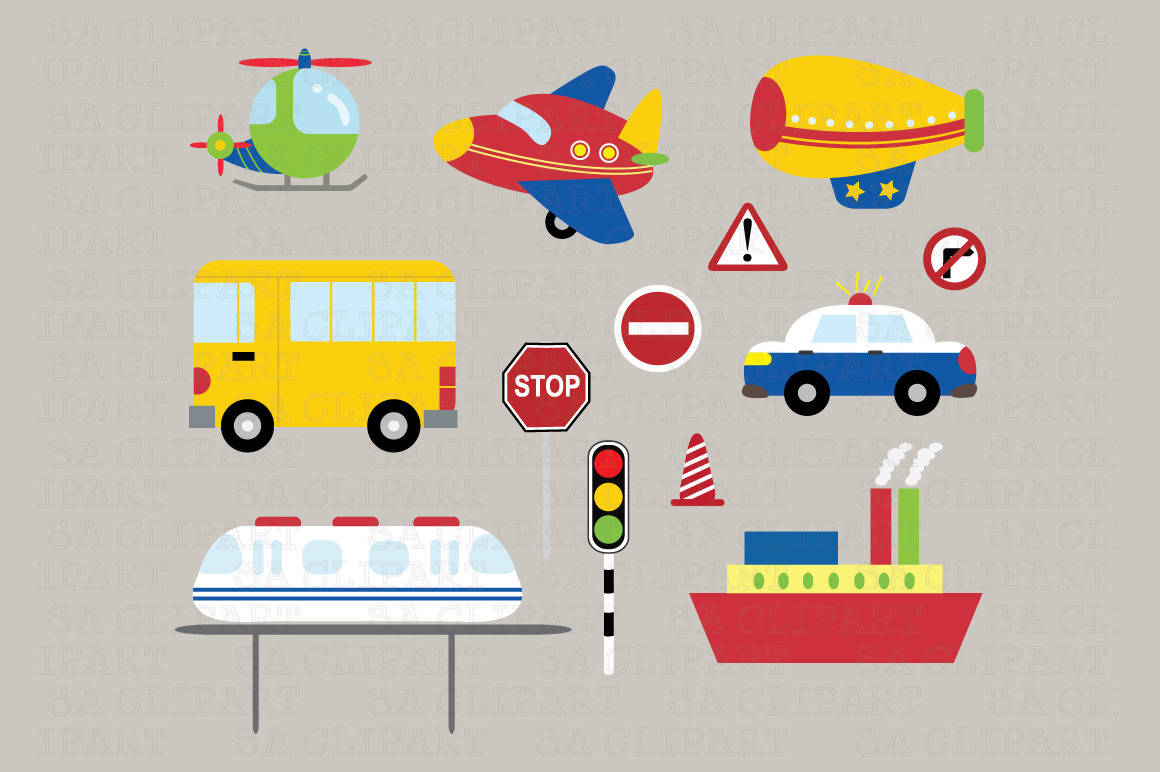 forms of transportation clipart for kids