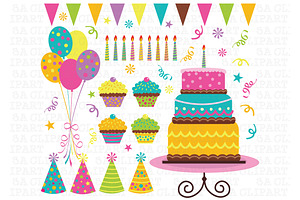 Chalkboard Birthday Party Clip Art | Pre-Designed Illustrator Graphics