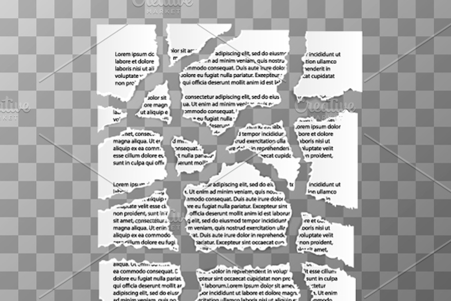 Torn Paper Pieces Of Text Document Pre Designed Illustrator Graphics